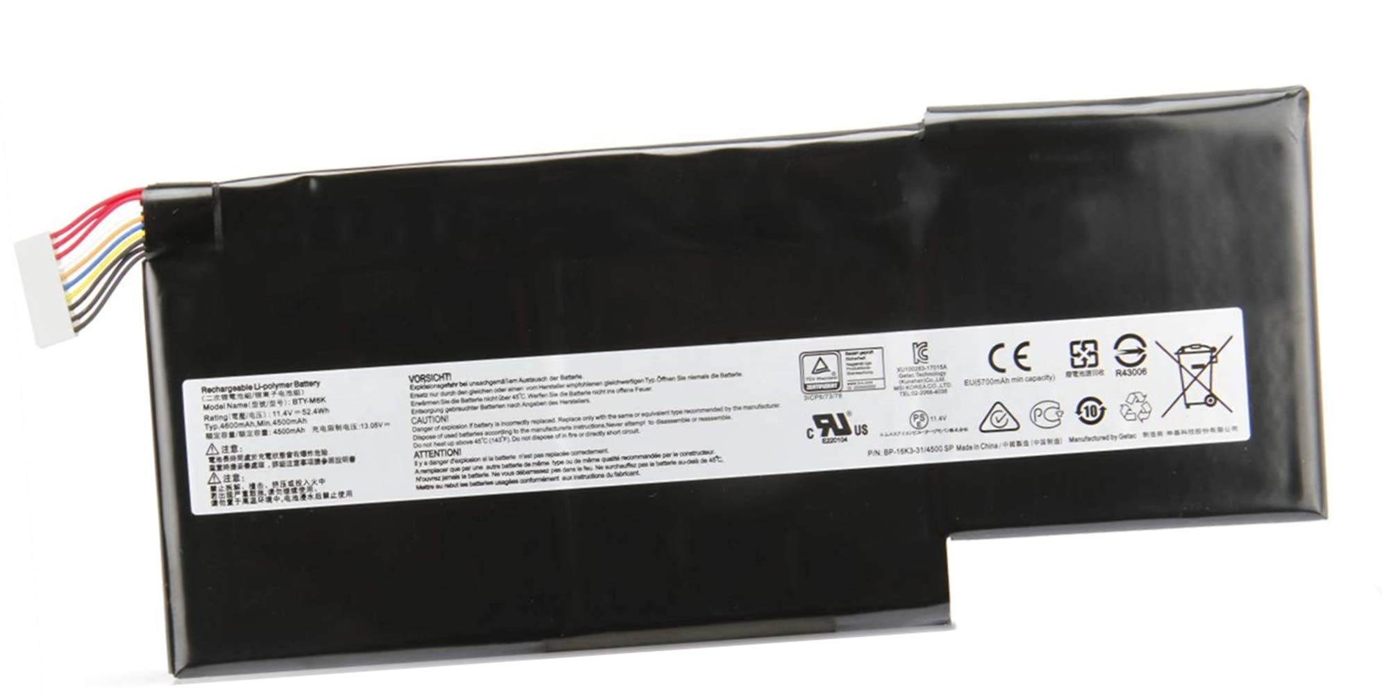 ASKC BTY-M6K Laptop Battery for MSI MS-17B4 MS-16K3 GS63VR 7RG Stealth Pro 7RG-005 7RG-036CN GF63 8RD-031TH 8RC-034CZ 9SC GF75 Thin 3RD 8RC 8RD 8SC 9SC-088CN Series 11.4V 52.4Wh 4500mAh
