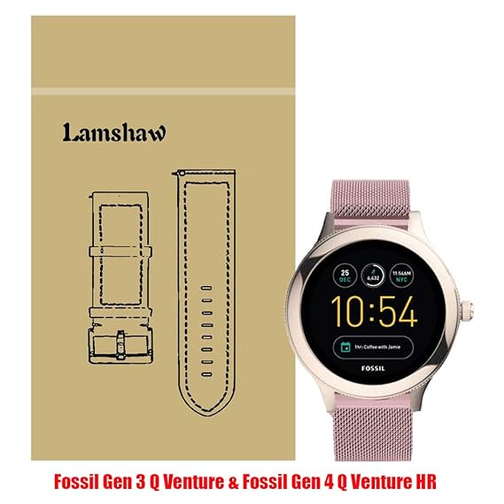 Lamshaw Smartwatch Band for Fossil Q Venture, Milanese Metal Stainless Steel Mesh Replacement Strap for GEN 3 SMARTWATCH/Fossil Gen 4 Q Venture HR - Q ...