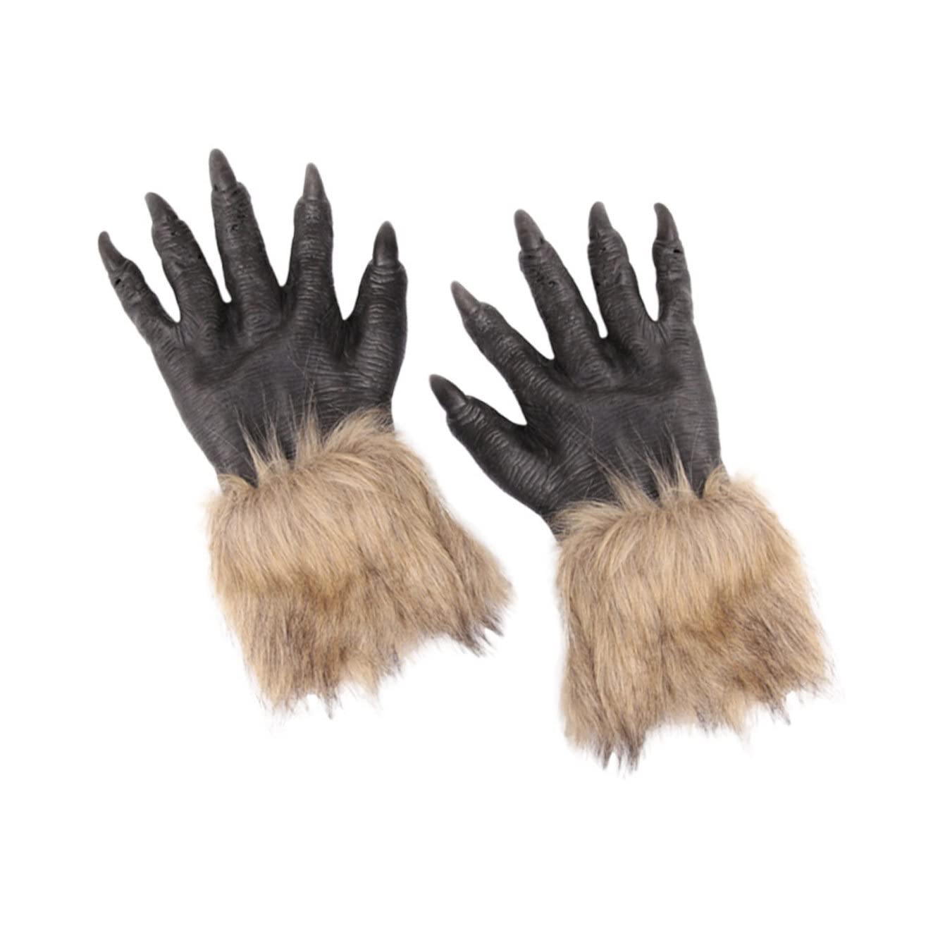Beaupretty 2PCS Werewolf Gloves Wolf Gloves with Claws Gloves Cosplay Animal Gloves for Adults Halloween Costume Accessory