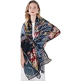 DANA XU Women's 100% Mulberry Silk Pashmina Shawl and Wraps Extra Large Floral Scarf for Evening Dresses, Soft Oversized