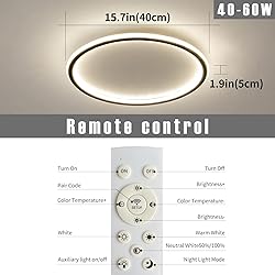 15.7 Inch Flush Mount Ceiling Light, 40-60W Round