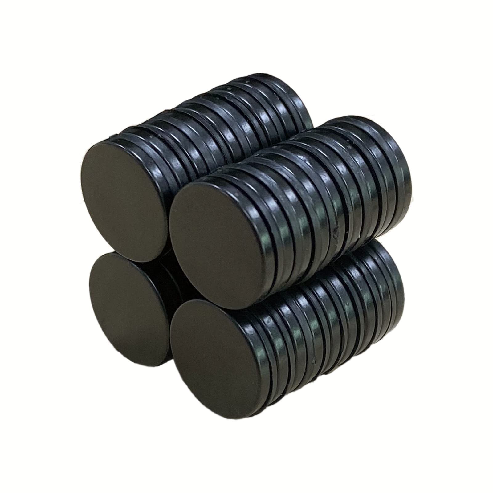 AOAUTO D15X2 36Pcs Powerful Neodymium Disc Magnets,Strong Rare Earth Magnets Heavy Duty Small Round Magnets with Epoxy Coating for Refrigerator,DIY,Whiteboard,Office, Home,15 x 2mm,Black