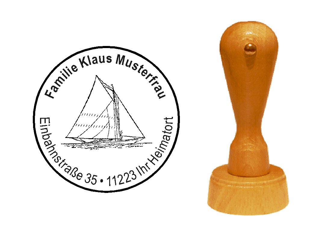 Stemplino Midistempel – Motiv Boot – 18 Mm Stempelfläche – Aus FSC-Holz – Für Bullet Journal, Kinder & Bastelprojekte