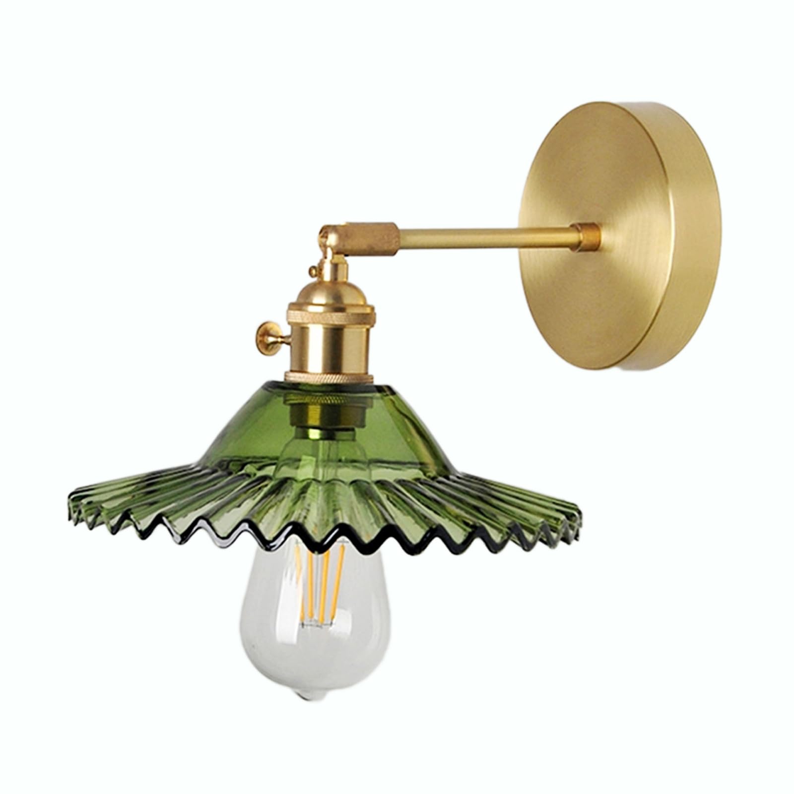 Industrial Vintage Modern Edison Wall Light Sconce E27 Wall Lamp with Brass Lamp Holder Up& Down Lighting Direction Glass Lampshade for Bedroom Loft Living Room Kitchen，Green Color
