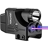 LIGHTWIN Blue Purple Laser Beams with 600 Lumens Flashlight for Pistols, 3 in1 Laser Light Combo, Tactical USB Rechargeable L