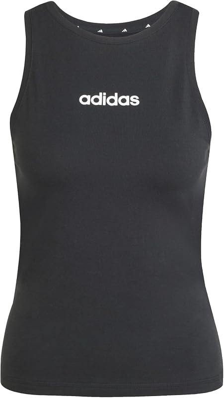 Camisa de alças de algodão Linear Slim Essentials Feminina, Preta/Branca, S