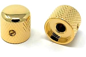 Vintage Forge Gold Metal Dome Knobs for Fender Telecaster Guitar and Precision P-Bass (Set of 2) 1/4 Inch Solid Shaft DK50US-GLD