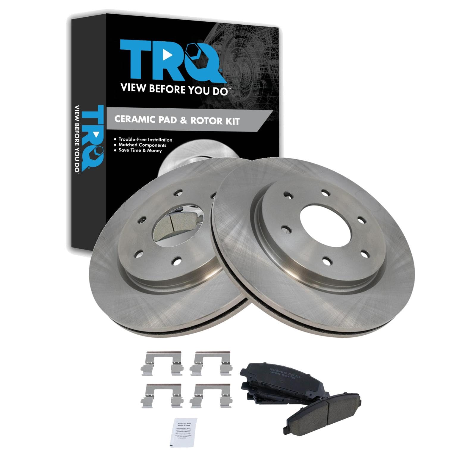 TRQ Front Brake Pad and Rotor Set Ceramic Compatible with 2005 Infiniti QX56 Image