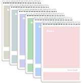 SUNEE Steno Pads 6x9 6 Pack, Gregg Rule, 60 Sheets, 6 Assorted Color Spiral Notebook 6x9, White Paper, Take Notes with Top Spiral Notebook, for School, University, College, Work, Office