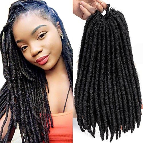Dingxiu (12 Inch,6Packs Deal) Crochet Braids Bomba Dreadlocks Lower Temperature Synthetic Fiber Hair Faux Locs Soul (12 Inch, 1B)