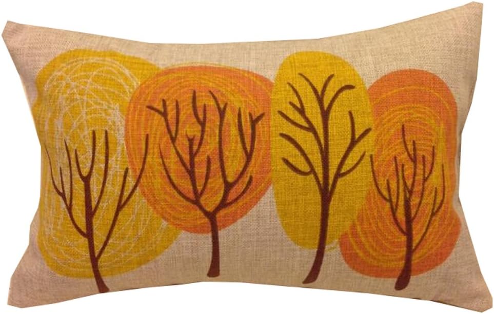 MOEKI Home Decorative Cotton Linen Rectangle Print Tree Pillowcase Throw Pillow Shams Cushion Cover 12" x 20"