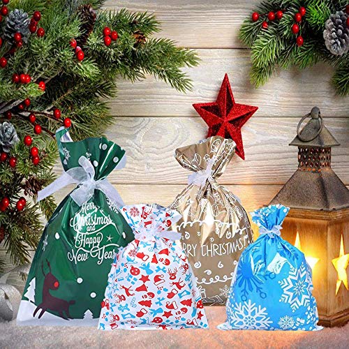 Bivan 30 Pieces Party Gift Wrapping Bags, Large Size Assorted Styles Present Bags with Ribbons, Favor Pouch Goody Bags for Birthday Party Holiday Decorations