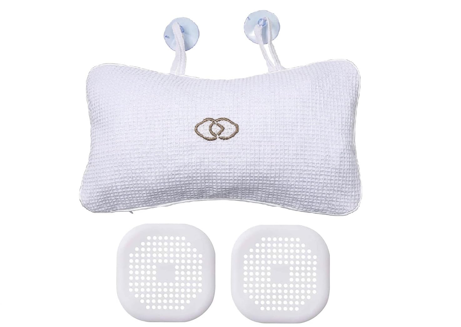 Anti-slip Non-Slip Bathtub Pillow Home Spa Bath Inflatable Cushion Head Neck Back Shoulders Rest Relax Suction Cup Bathroom Support Hair Catch Strainer Protect for Enjoying Bath Time