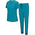 Natural Uniforms Womens Essential Cool Stretch Jogger Scrub Set with Regular and Petite Sizes