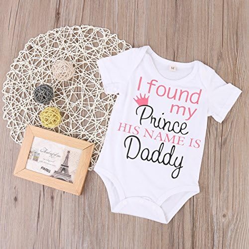 Magical Baby Baby Girls Short Sleeve I Found My Prince His Name is Daddy Baby Bodysuit