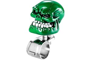 Arenbel Turning Assist Grip Handle Booster Skull Steering Wheel Spinner Suicide Knob Fit Most Cars Trucks Tractors Boats, Green
