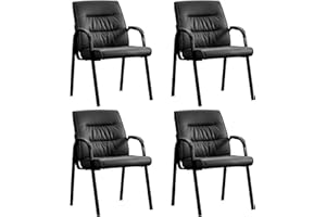BoisKom Office Guest Reception Chair Set of 4, Conference Room Chairs Waiting Room Chairs 4 Pack, Modern Leather Office Desk Chair No Wheels.