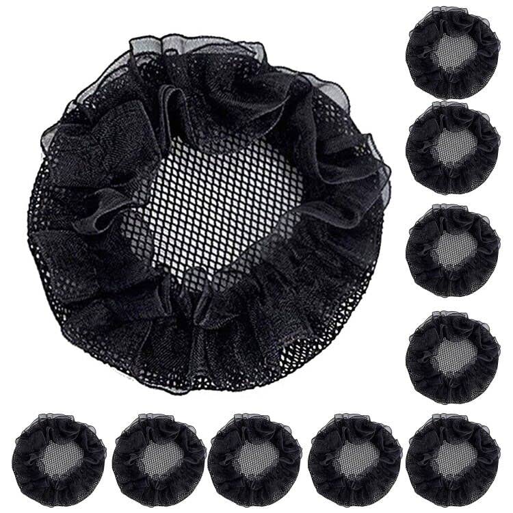 Hair Nets for Buns Black, 10 Pcs Elastic Hair Bun Net Women Invisible Ballet Bun Nets Girls Reusable Hair Nets Bun Cover Hair Accessories for Ballet Dance Skating