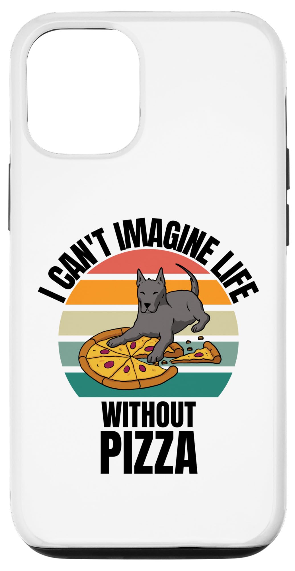 iPhone 13 Pro Retro Cute Pitbull Dog I Can't Imagine Life Without Pizza Case