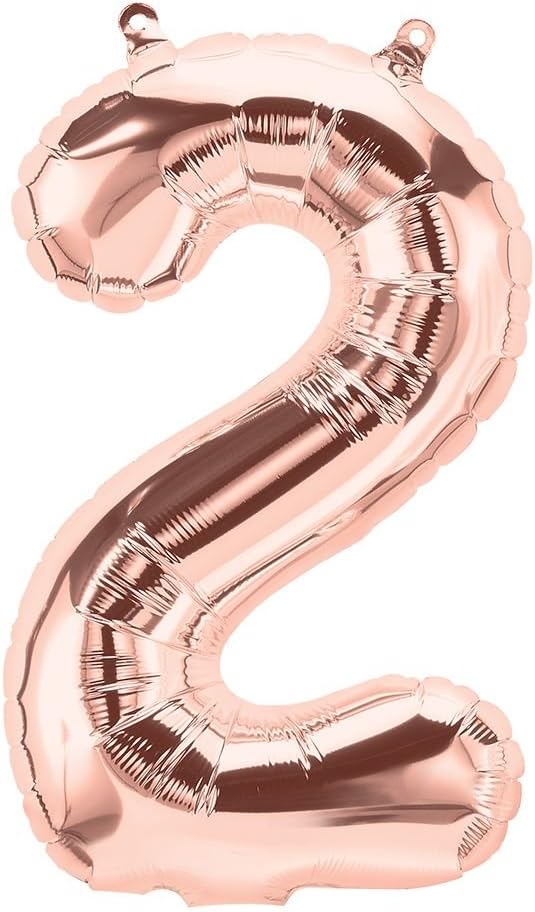 DecorativeConceptsUK 16" ROSE GOLD LETTERS & NUMBERS BALLOONS BIRTHDAY ANNIVERSARY DECORATION (16" ROSE GOLD NUMBER - 2)