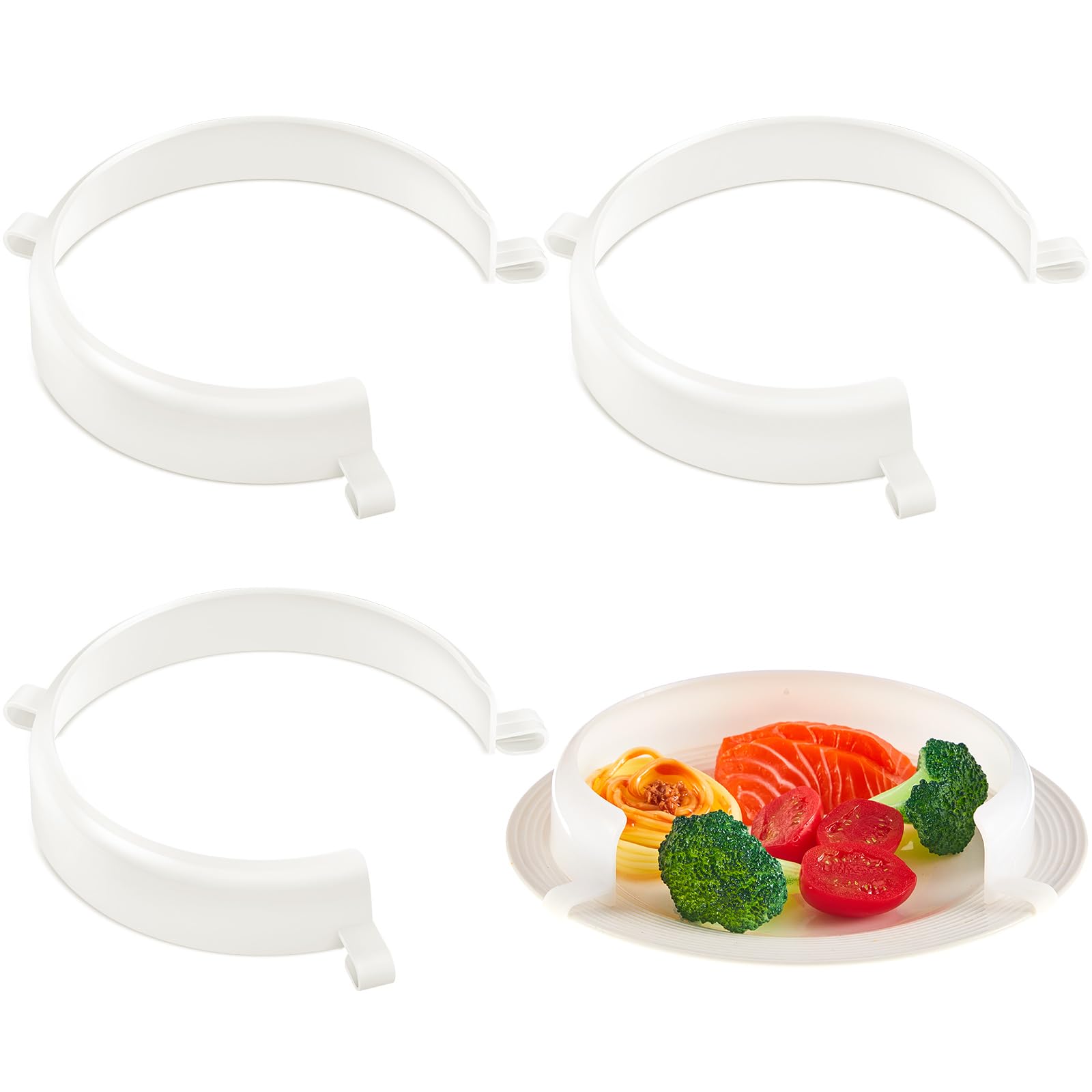 Photo 1 of Landical 3 Pcs Clip On Plate Guard for Eating Spill Proof Food Guard for Plates Self Feeding Dining Assistive for Elderly Disabled Handicapped Adults Scooping Food, Fits Most 9" to 12" Plates