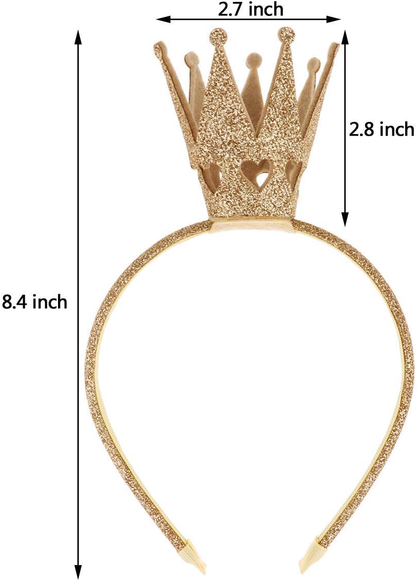 Girls Shiny Crown Hairband Princess Alice Bands For Women Baby Kids Toddler Party Birthday Rhinestone Headwear Gold Silver Hot Pink (1 PC) - Image 3