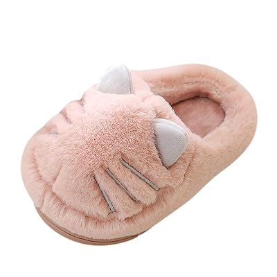 Kid Slippers Cute Fuzzy Fluffy Home Shoes Winter Fur Lined Warm Indoor Cartoon Shoes for Baby Boys Girls