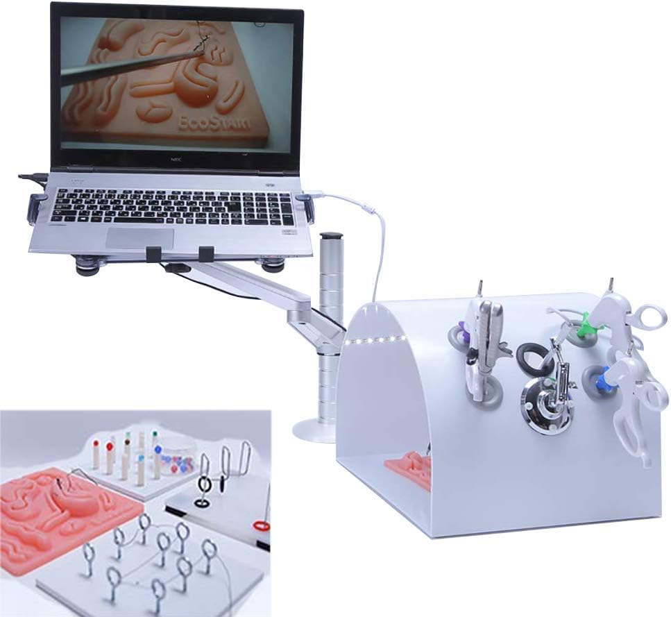 ZBYL Medical Teaching Laparoscopic Trainer Training Simulator Box Kit with 4 Surgical Instruments and 4 Training Modules