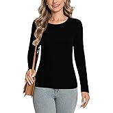 Long Sleeve Shirts for Women Ribbded Crew Neck Basic Tops Slim Fitted Fall Clothes