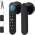 ENOKER Fingerprint Door Lock Knob - Keyless Entry Door Lock with Handle 100 Fingerprints/IC Cards/Passcodes/Keys, Smart Electronic Biometric Door Knob Deadbolt Keypad for Bedroom Home Office Apartment