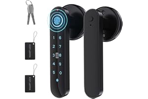 ENOKER Fingerprint Door Lock Knob - Keyless Entry Door Lock with Handle 100 Fingerprints/IC Cards/Passcodes/Keys, Smart Electronic Biometric Door Knob Deadbolt Keypad for Bedroom Home Office Apartment