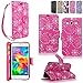 Galaxy Grand Prime Case - Cellularvilla Pu Leather Wallet Flip Open Pocket ID Card Holder Slots Case Cover Stand with Wrist Strap for Samsung Galaxy Grand Prime SM-G530H G5308W (Pink_Glitter)