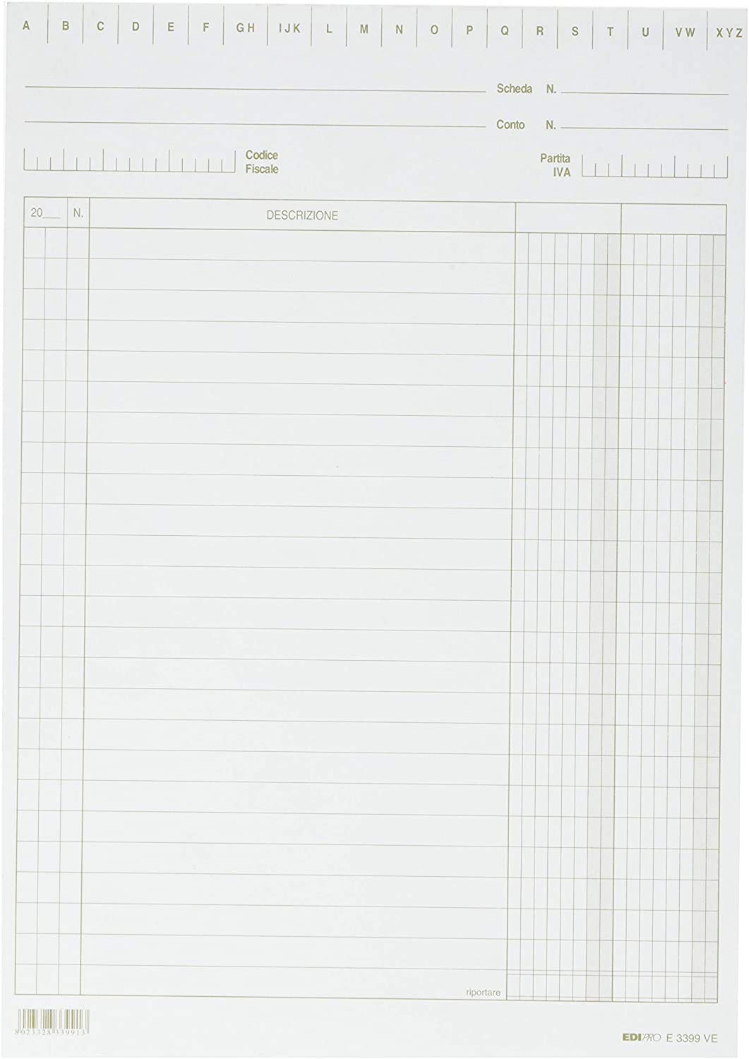 EDIPRO - E3399VE - 100 Cards with 2 Columns Green f.to 24x17