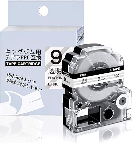 Amazon Airmall 互換 テプラ テープ透明 9mm てぷらーテープ St9k キングジム カートリッジ テプラpro 9mm 透明地黒文字 1個 テープ 文房具 オフィス用品