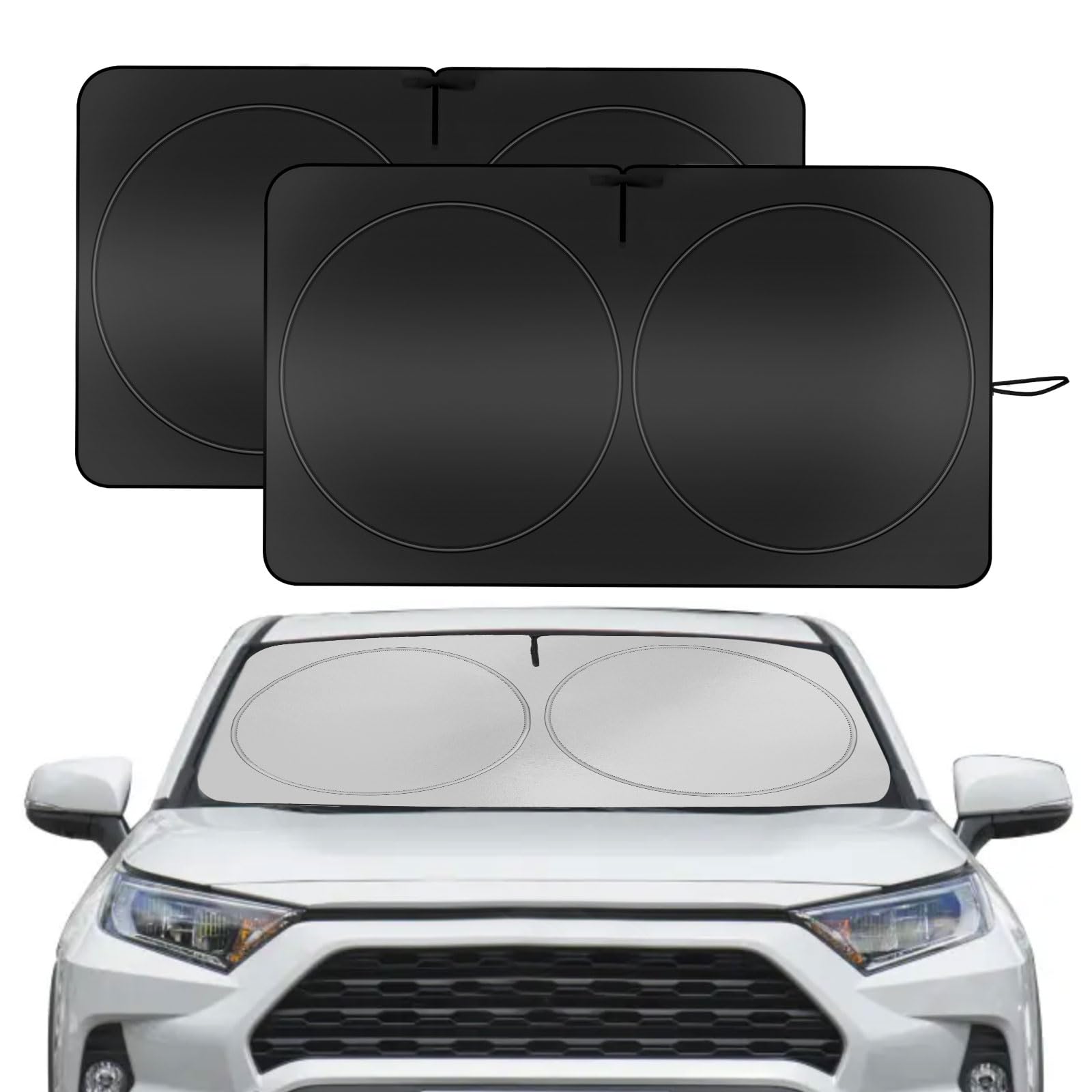 Photo 1 of YUGUANG 2 Pack Car Windshield Sun Shade, 240T Thickened Sun Shade for Car Front Windshield Blocks Heat U-V Rays to Keeps Cars Interior Cool (59.1 x 31.5inch)