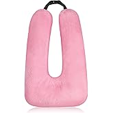 Barydat Car Pillow 28 x 18 Inch Car Travel Pillow Pink Classic U Shaped Neck Pillows Sleeping Reading Pillows for Long Distance Soft Washable Airplane Pillow for Adults Head and Body Support