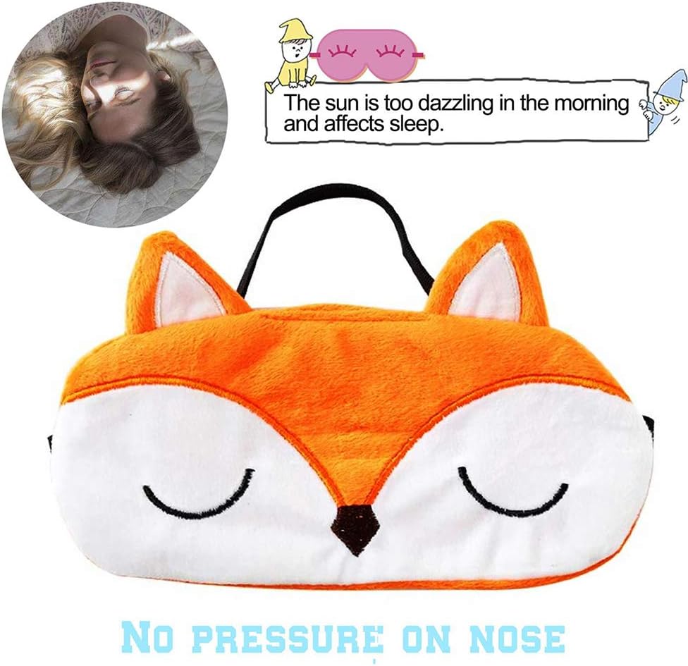Eye Mask for Sleeping Ulife Mall Cute Fox 3D Animal Soft Fluffy Plush Sleep Mask Sleeping Mask Novelty Blindfold Breathable Eyeshade Travel Eye Cover for Women Men Girls Kids - Image 4