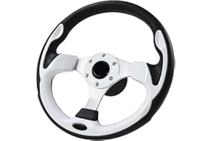 QYMOPAY - 12.5 inch boat steering wheel, 3/4 inch axle marine steering wheel adapter, yachts, pontoon, boats white