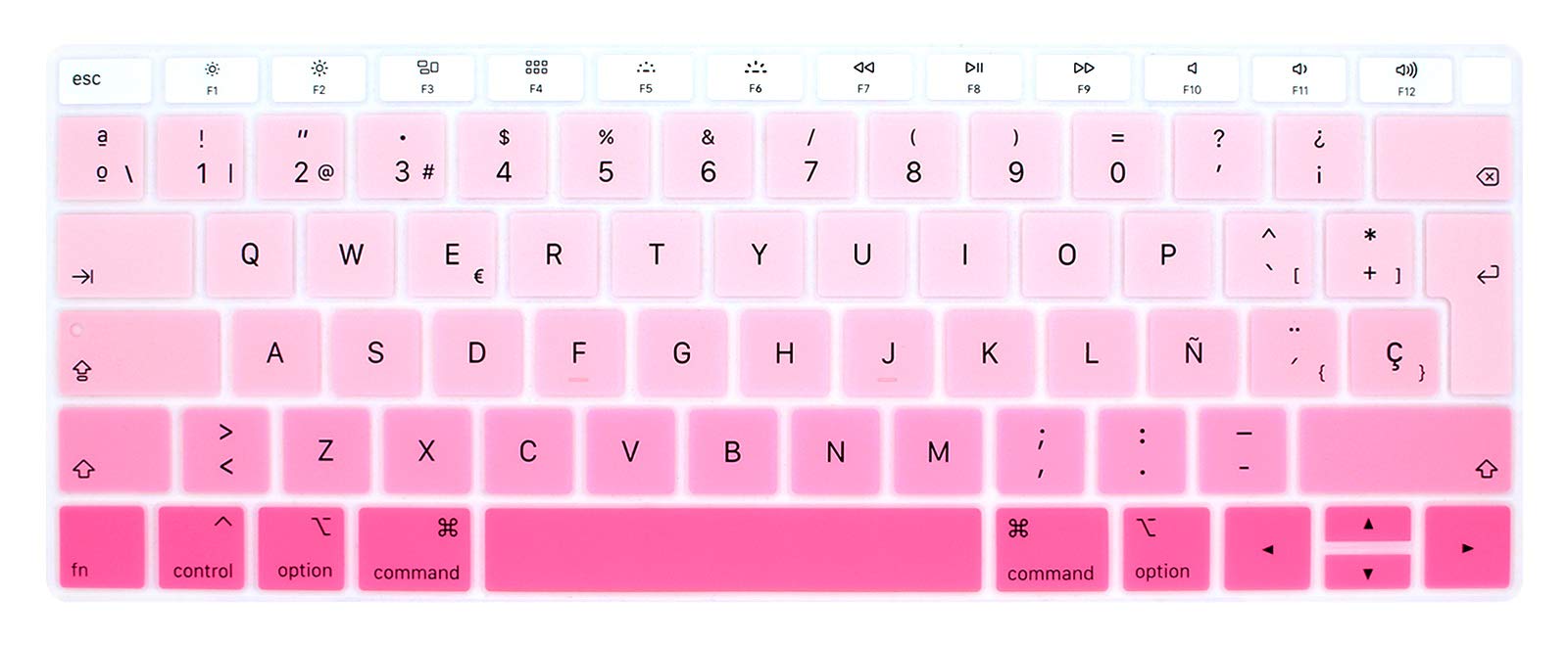 MMDW Spanish ESP Keyboard Cover Compatible with MacBook Air 2018 Release 13.3 inch A1932 with Retina Display and Touch ID Silicone Soft Protector European UK Version-Ombre Pink
