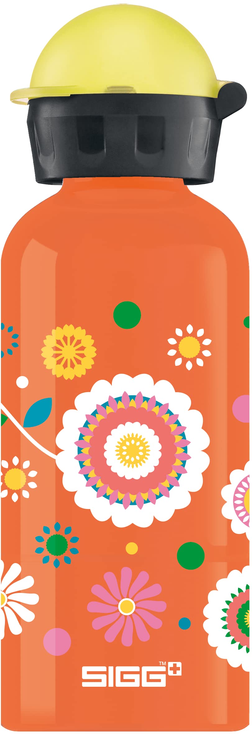 Sigg - Aluminium Kids Water Bottle - KBT Flowers - Leakproof - Lightweight - BPA Free - Climate Neutral Certified - Orange - 0.4L