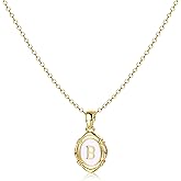 Krfy Initial Necklaces for Women - Dainty 14K Gold Plated Charm Necklaces Oval Letter White Enamel Personalized Name Necklaces for Women Trendy Necklace Jewelry