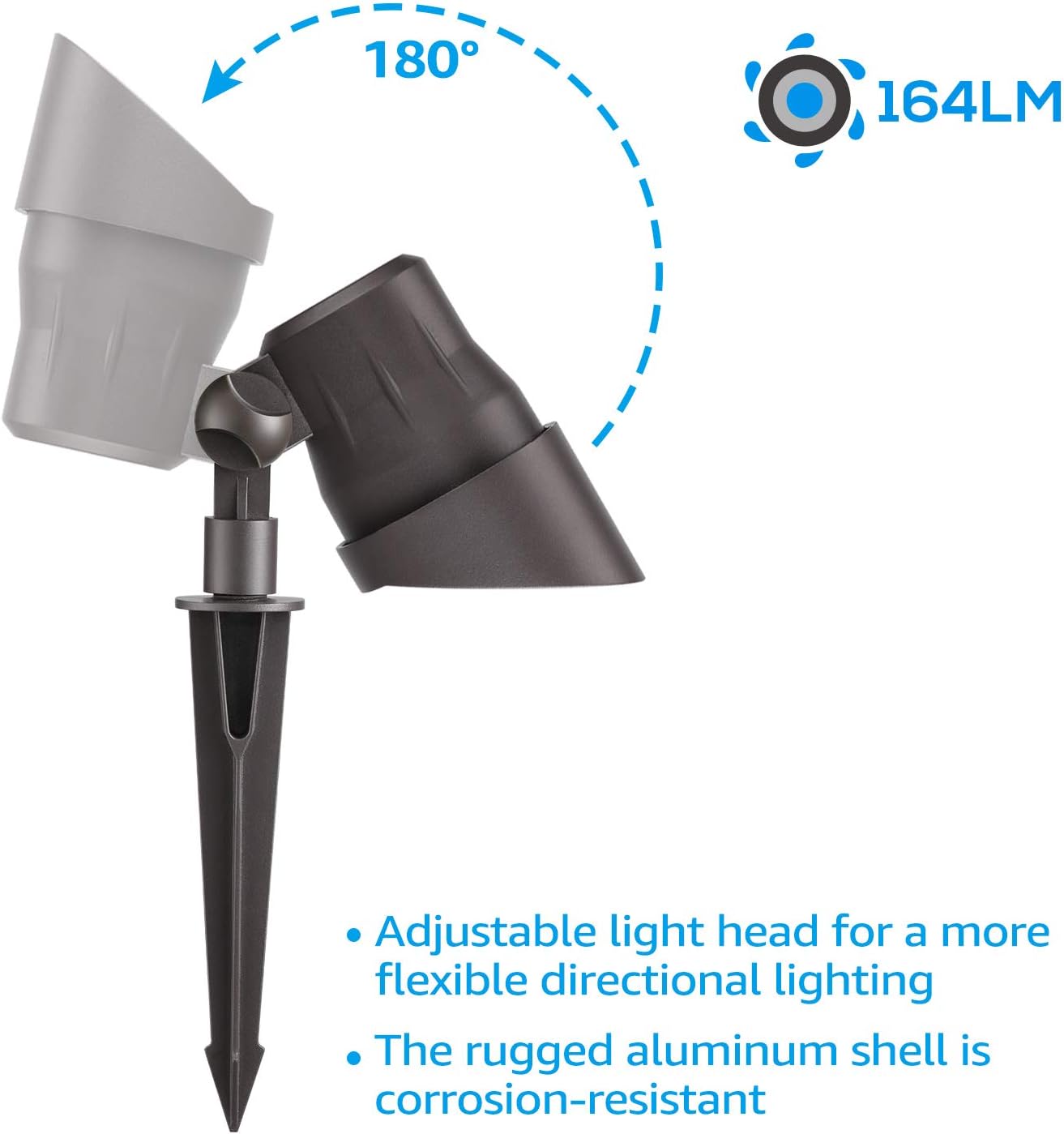 LEONLITE 4W LED Landscape Spotlight, AC/DC 12V Low Voltage Garden Lights, IP65 Waterproof Non-Dimmable, ETL Listed, Bronze Aluminum Housing, 3000K Warm White, Pack of 4: Home Improvement