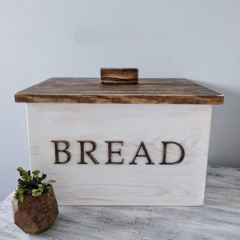 bread box wood rustic shabby chic primitive wooden bread