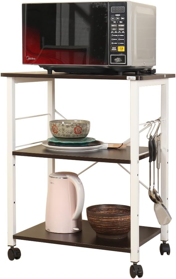 SDHYL Microwave Oven Rack Storage Shelf Kitchen Baker's Rack Storage Cart for Kitchen, Black, S7-WK-W4-BK-US: Kitchen & Dining