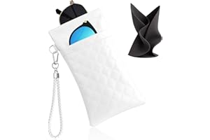 RayLove Double Eyeglass Case Glasses Case Soft with Carrying Strap Leather Eyeglasses Pouch Sunglasses Case For Women Men