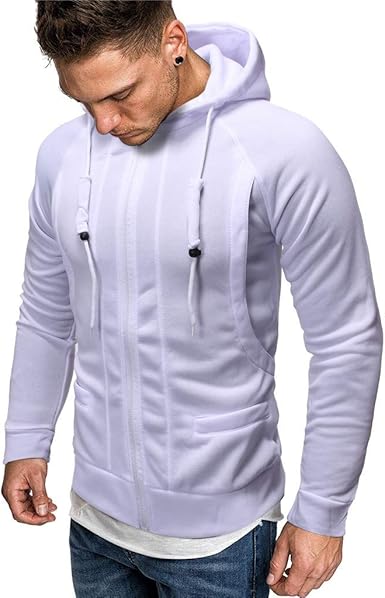 muscle fit white hoodie