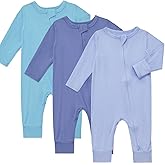 Aablexema Baby Footless Pajamas Rayon 3pcs Unisex Infant Zipper Romper with Mitten Cuffs Sleep Play PJs