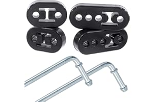 Wokape 6Pcs Car Exhaust Rubber Hanger Insulator Bracket Bushing Mount with Universal Exhaust Hanger Rods Weld on 90°(2 Hole 4