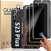 3+2 Pack Privacy Screen Protector And Camera Lens Protection for Galaxy S23 Plus S23+ 5G, Anti-Spy 9H Hardness Support Fingerprint Unlock Tempered Glass Screen Protector for Samsung Galaxy S23 Plus S23+