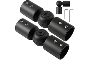 Anndason Heavy Duty Hinged Elbow Connector Curtain Rod Corner Connector Elbow Connector for 1 Inch Bay Window Curtain Rods, Black Color, (Set of 2)